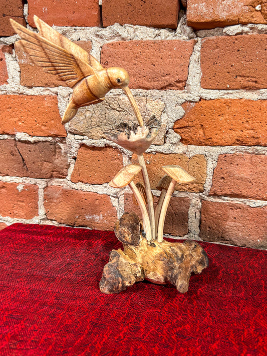 Hummingbird Parasite Wood Statue #3