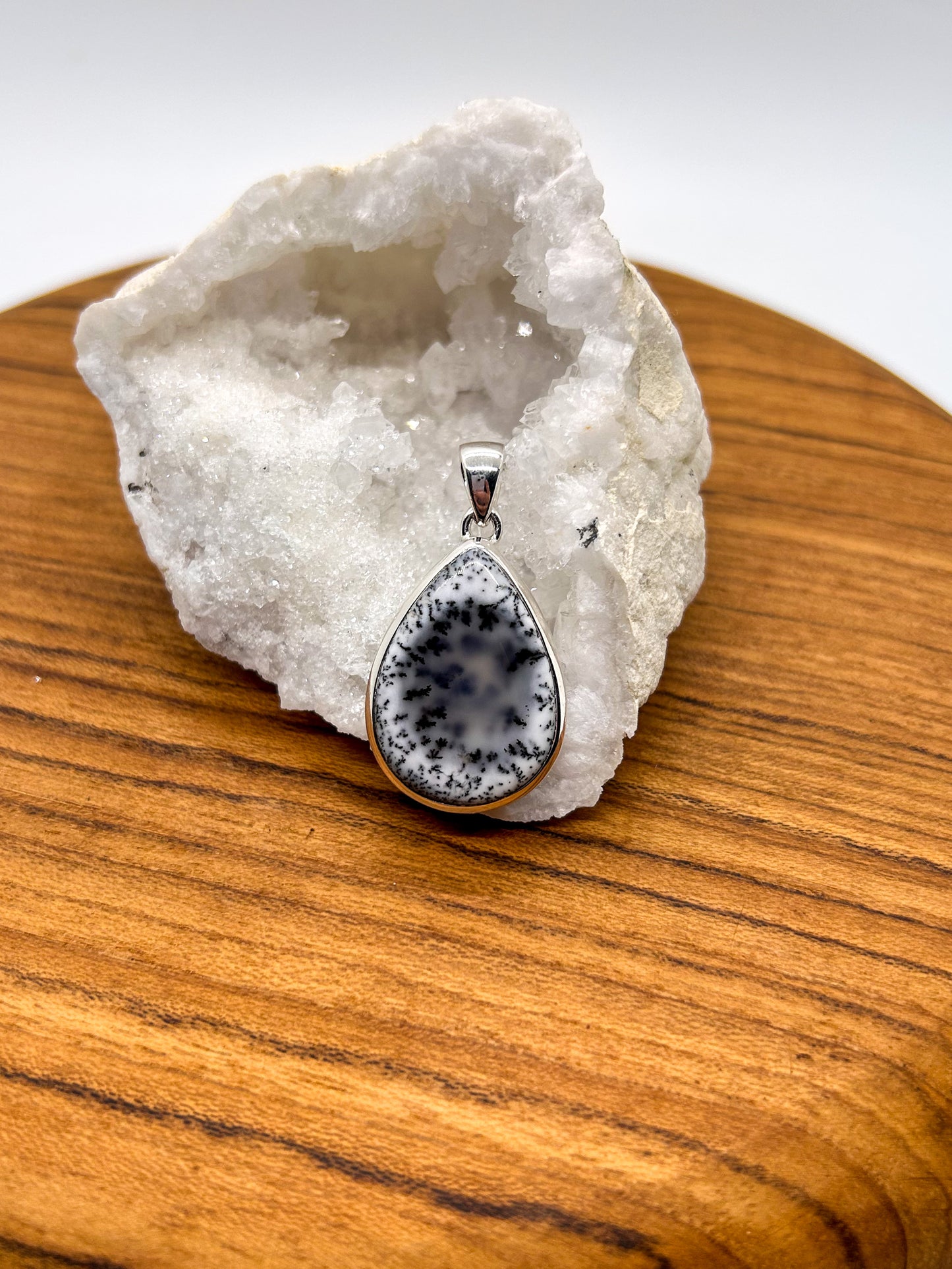 Large Teardrop Dendritic Agate Pendant