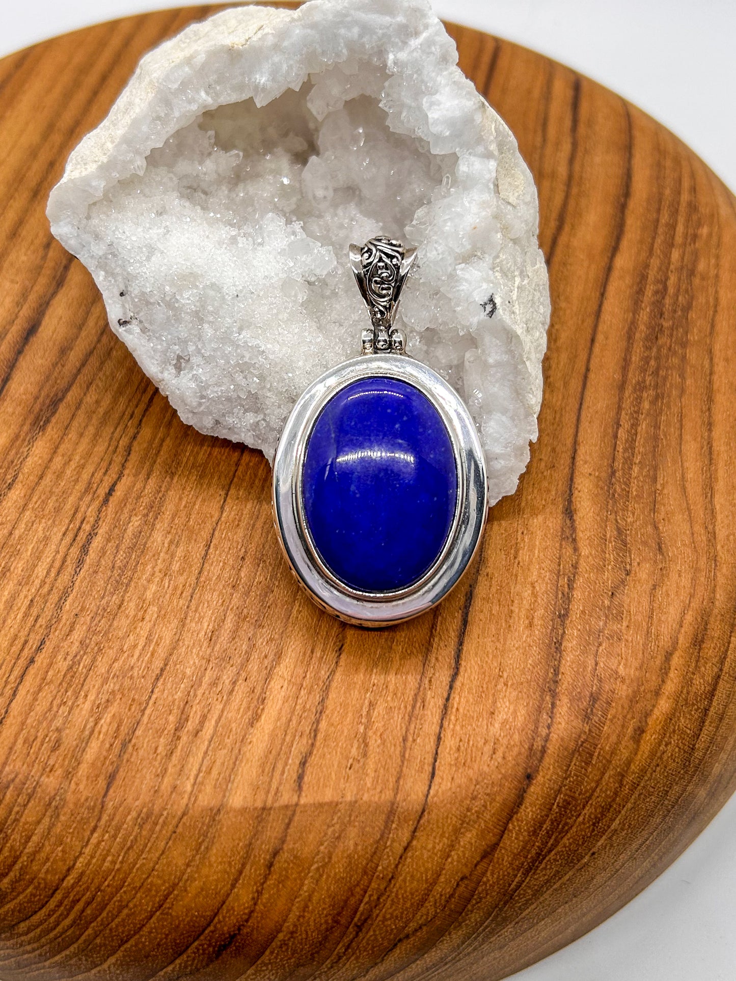 Elevated Oval Lapis Pendant