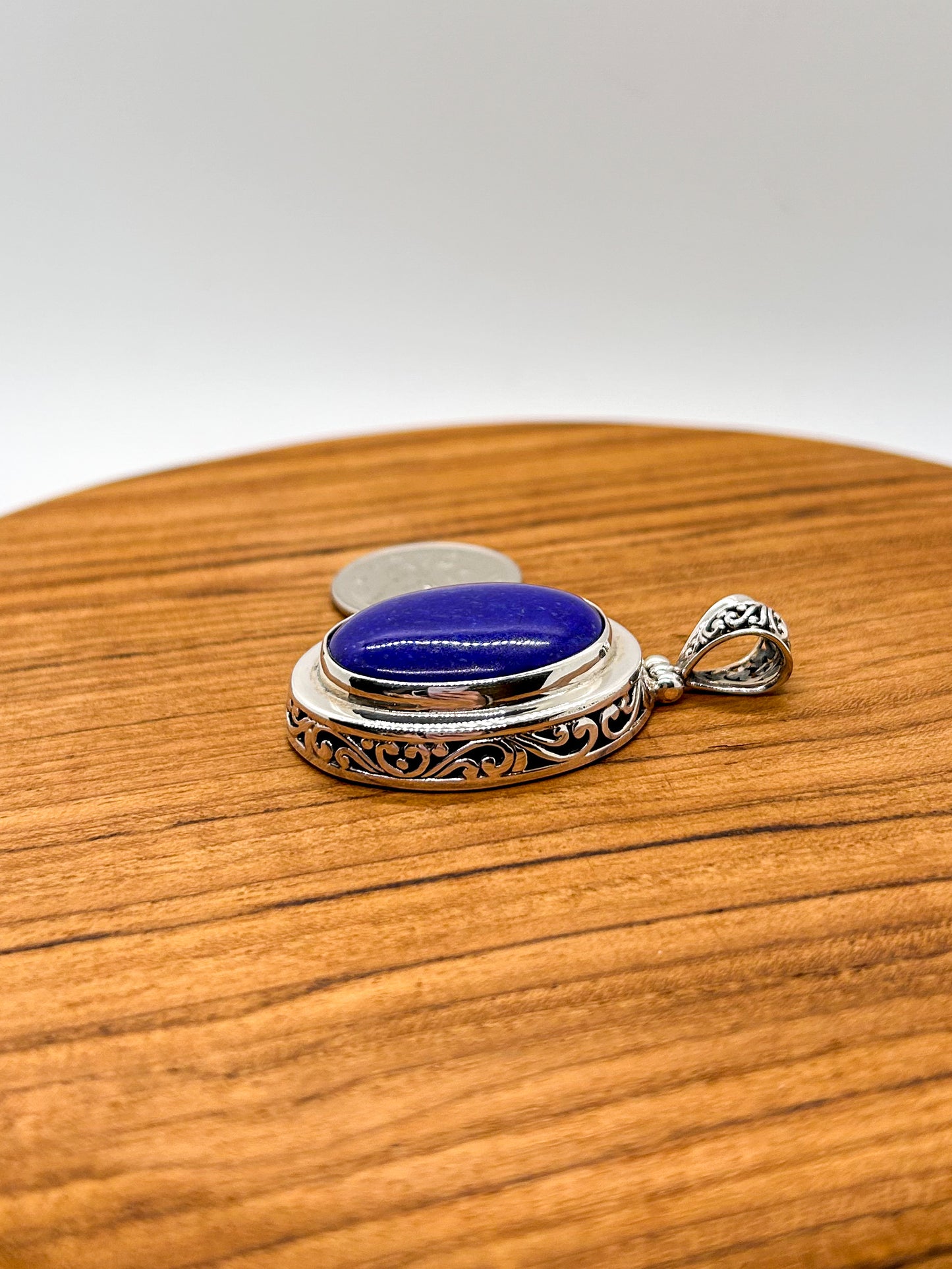 Elevated Oval Lapis Pendant