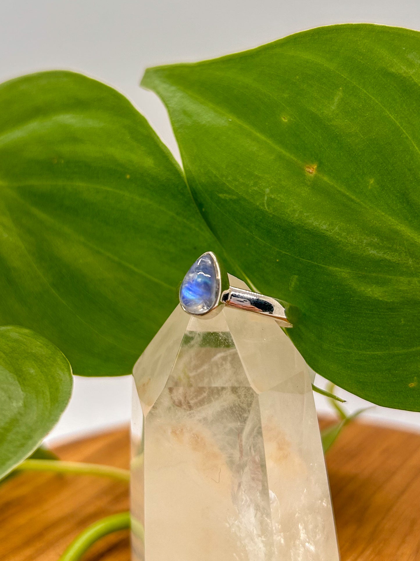 Teardrop Moonstone Ring Size 7