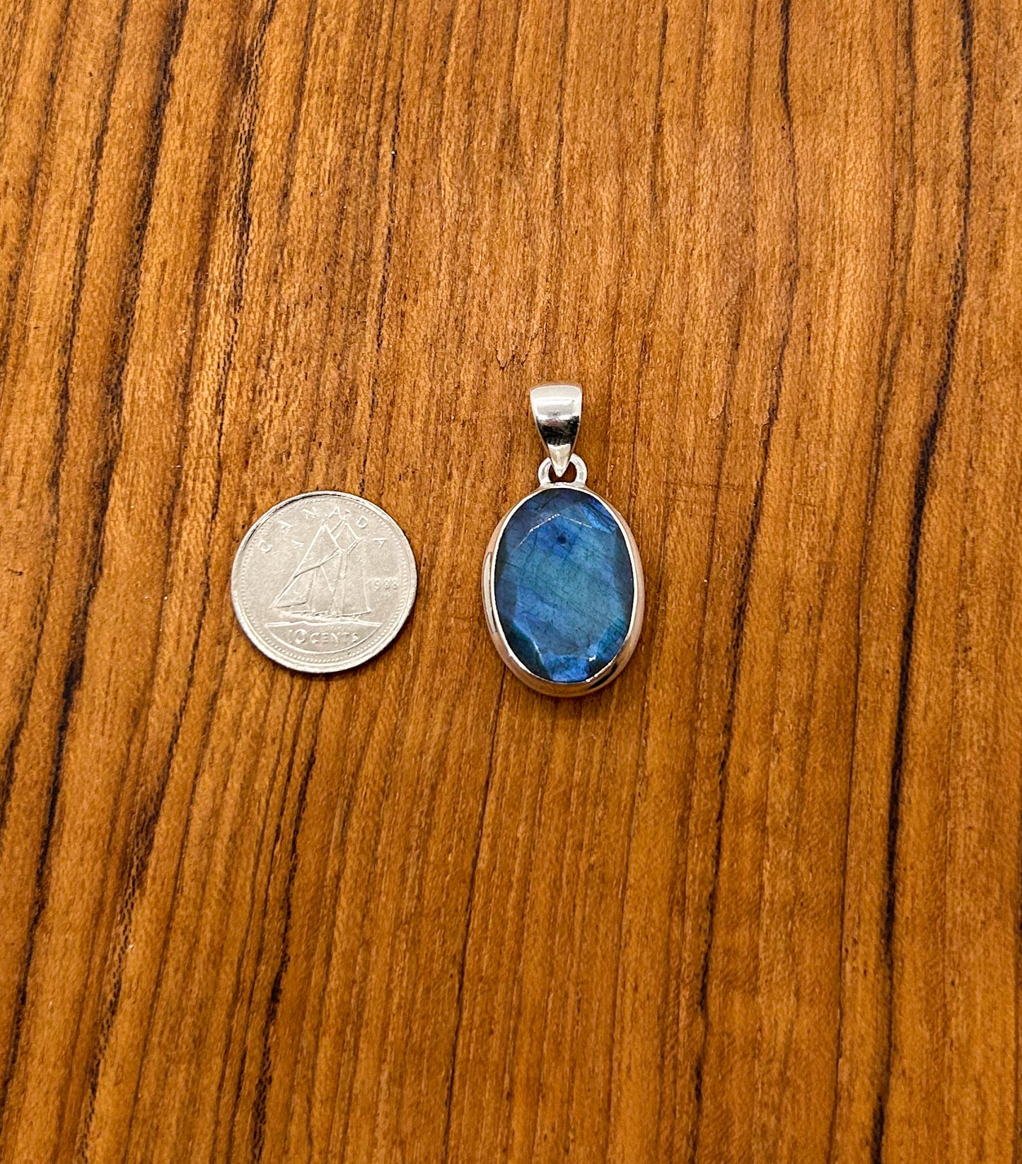 Faceted Oval Labradorite Pendant