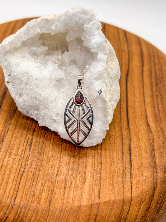 Pointed Garnet Teardrop Pendant