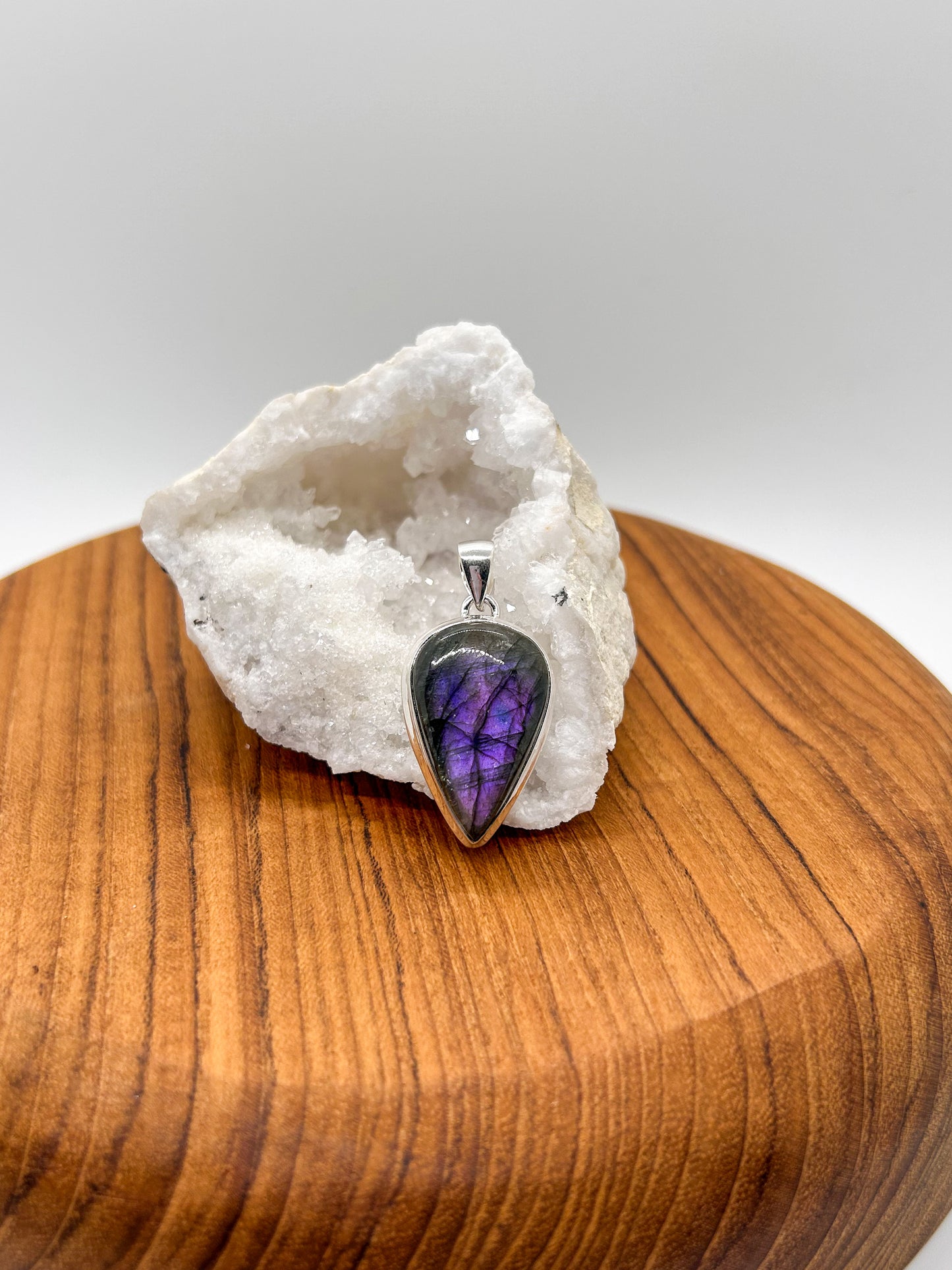 Pointed Purple Flash Labradorite Pendant