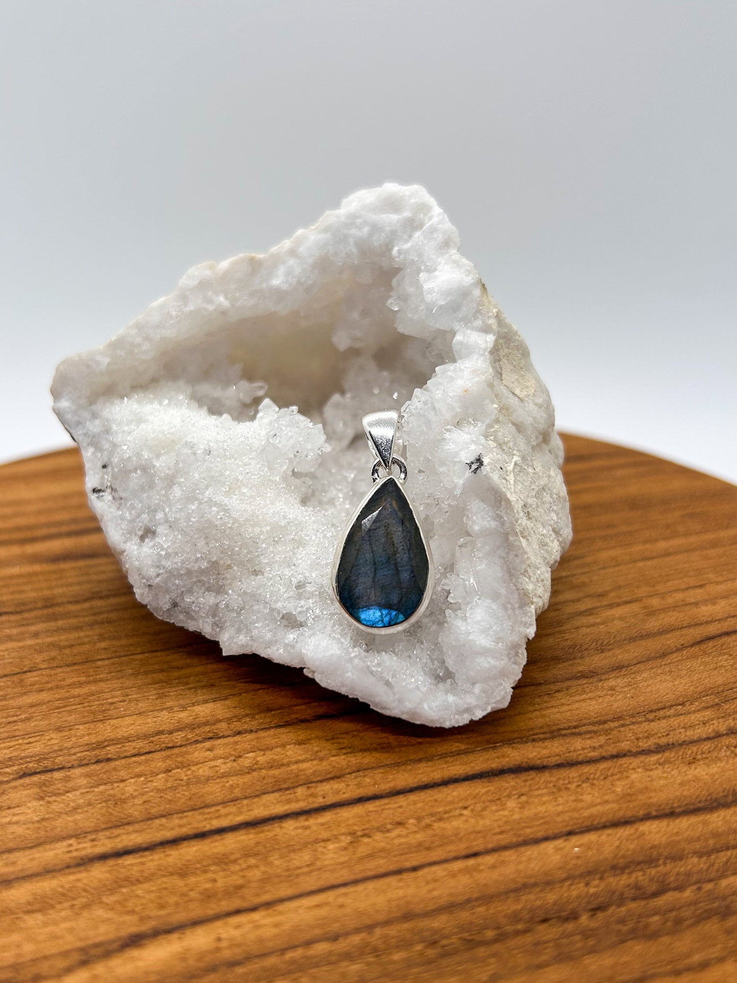 Faceted Teardrop Labradorite Pendant