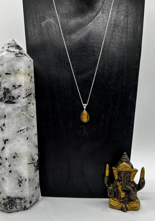 Tiger's Eye Teardrop Necklace