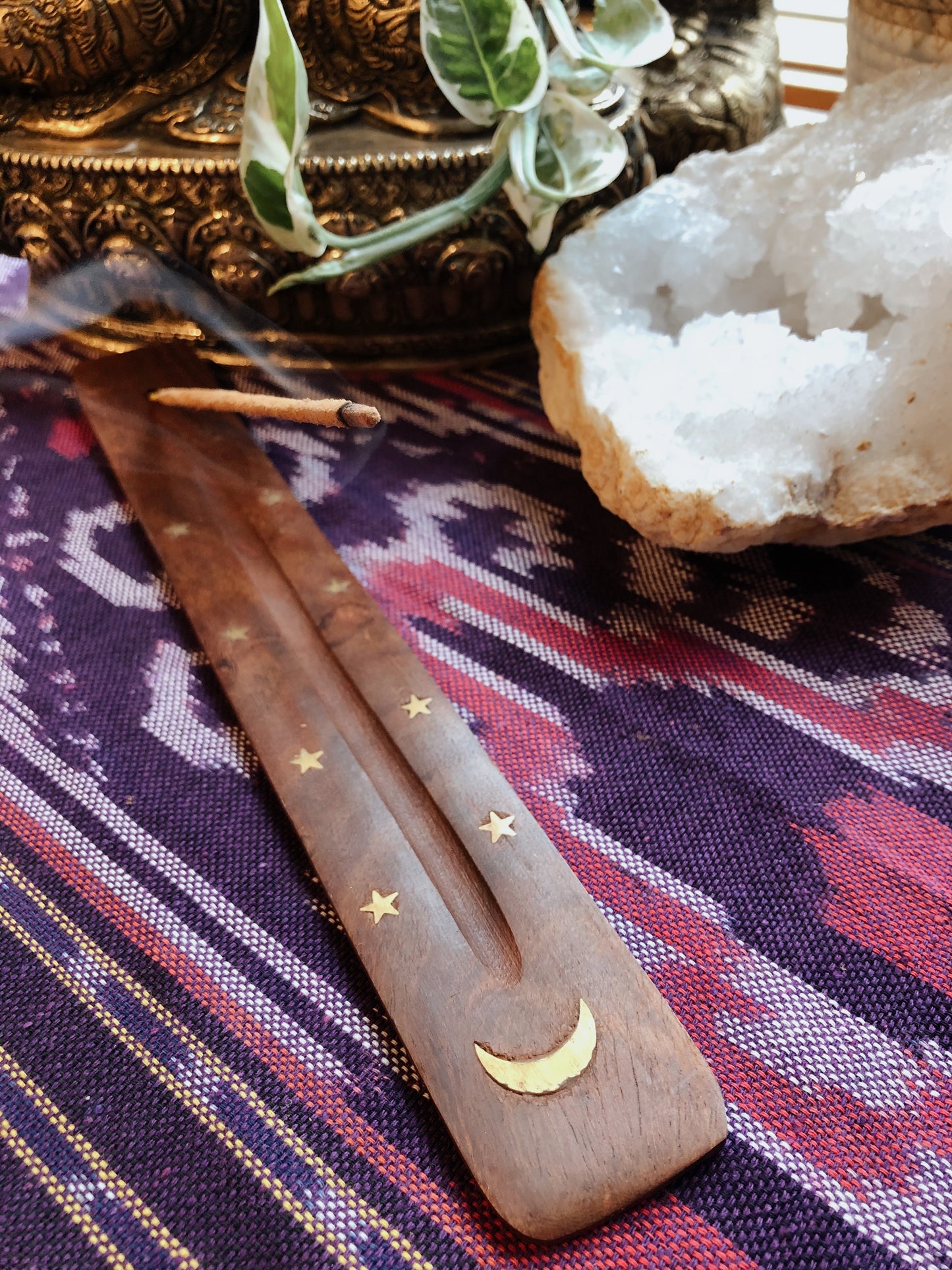 Wooden Incense Burner- Crescent Moon