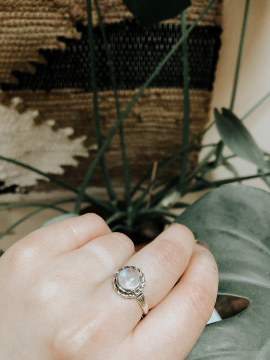 Round Braided Moonstone Ring