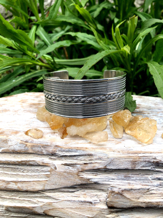 Braided Cuff Silver Bracelet