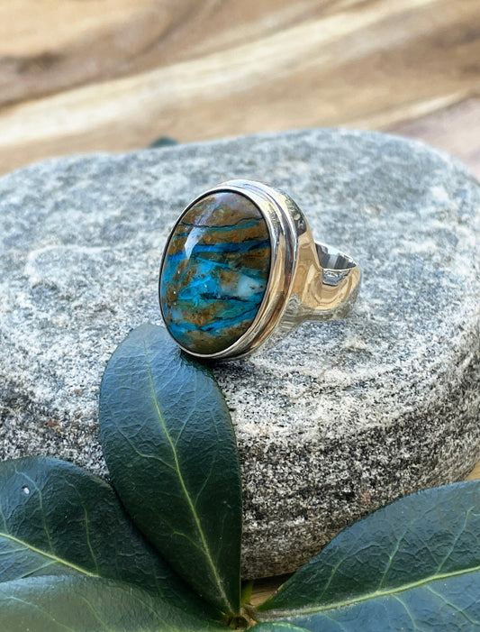 Thick Banded Peruvian Opal Ring (size 7.5)