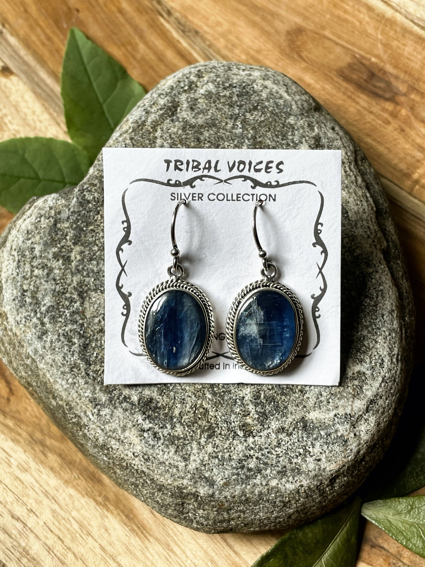 Silver Set Kyanite Dangle Earrings