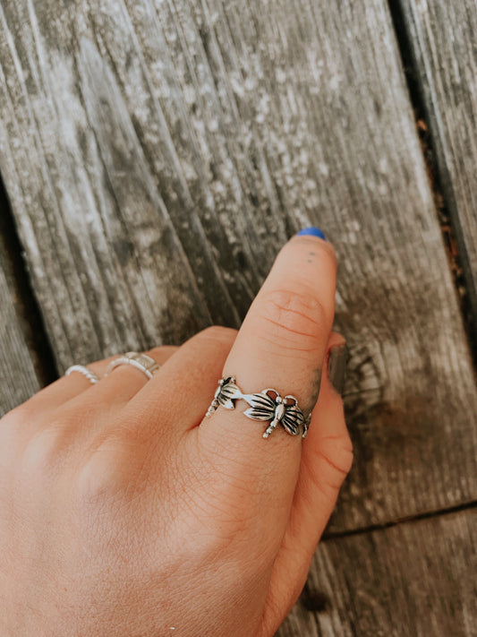 Sterling Silver Dragonfly Wrap Ring