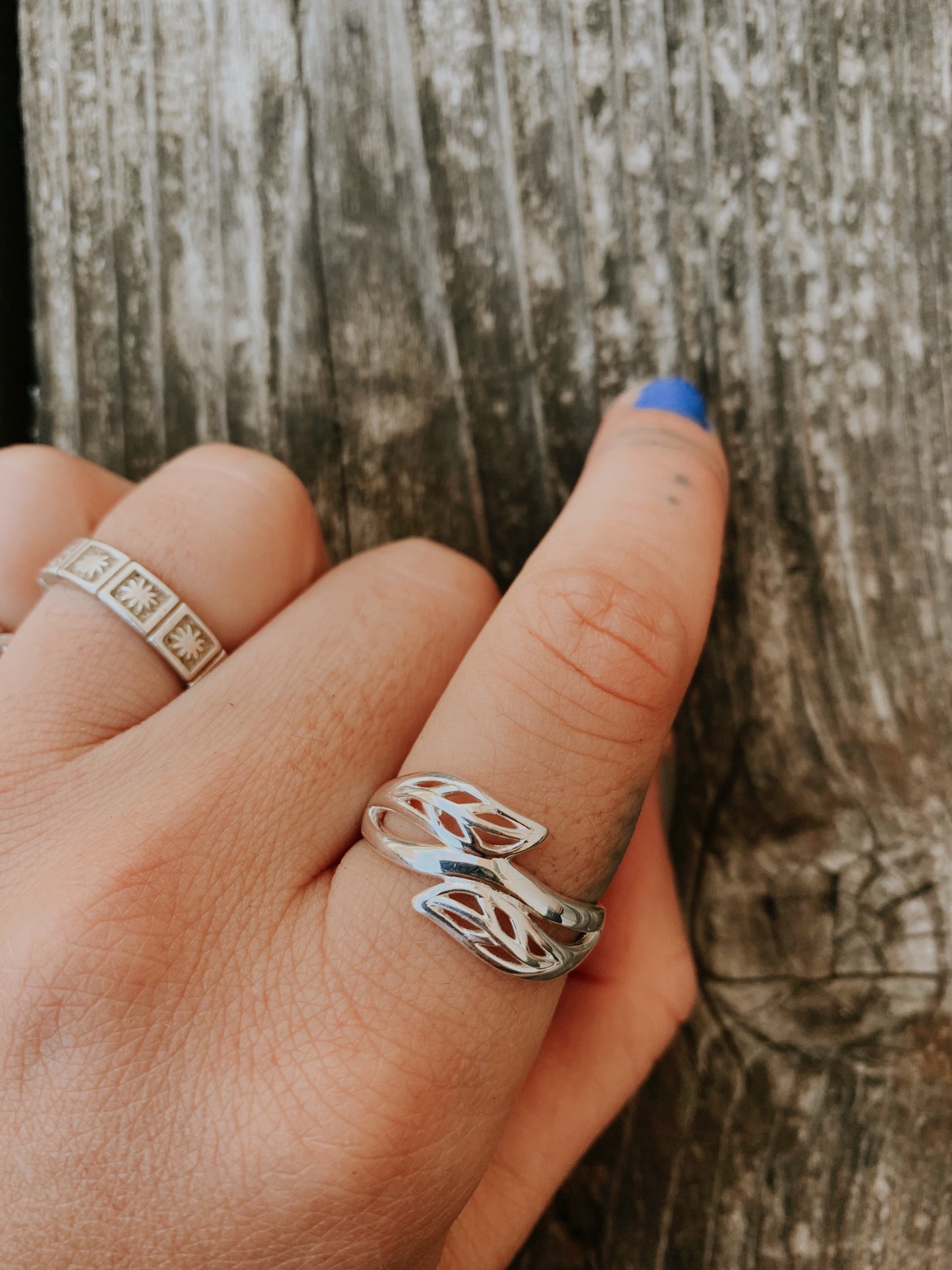 Sterling Silver Layered Leaf Ring