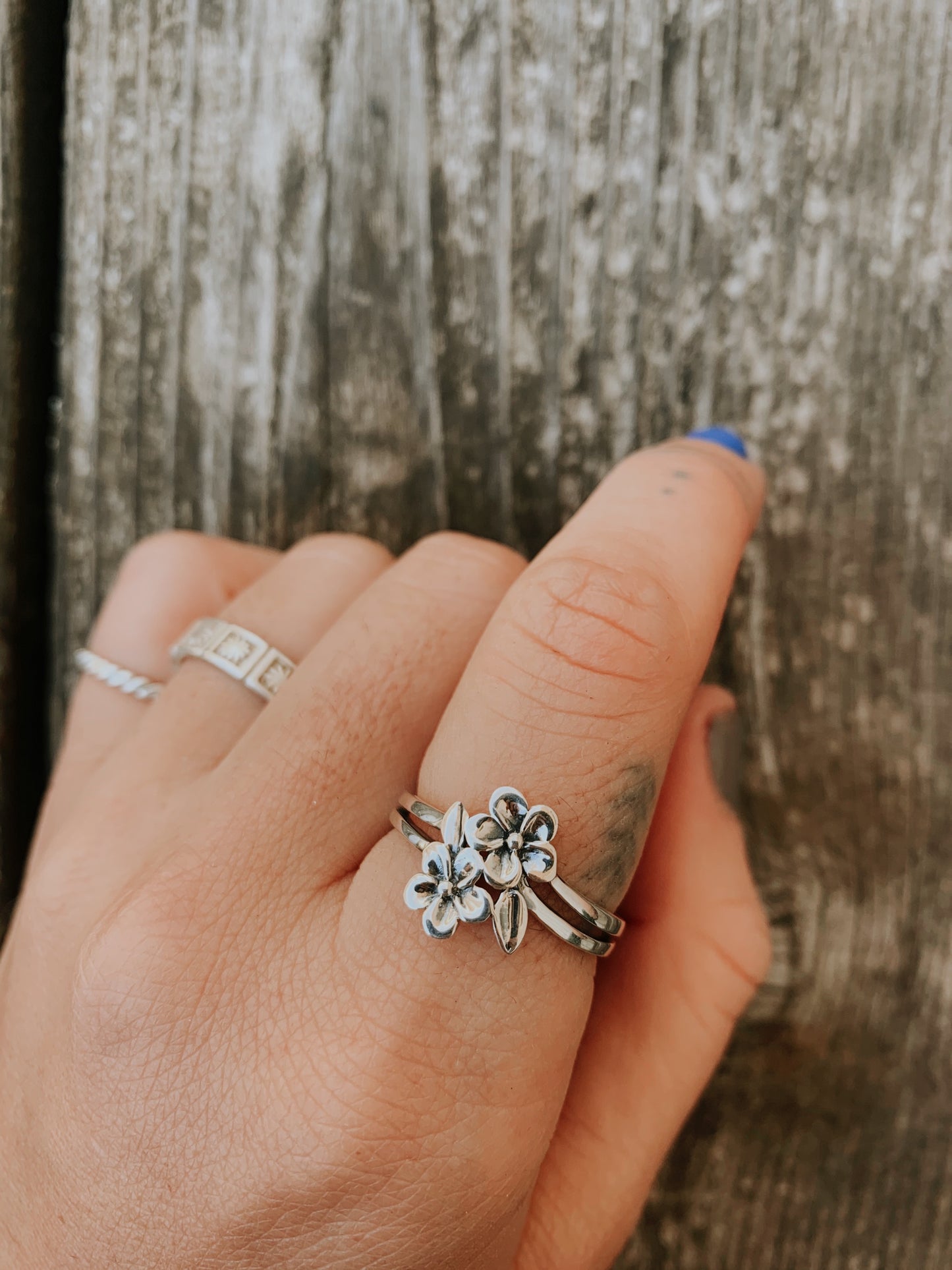 Sterling Silver Double Flower Ring