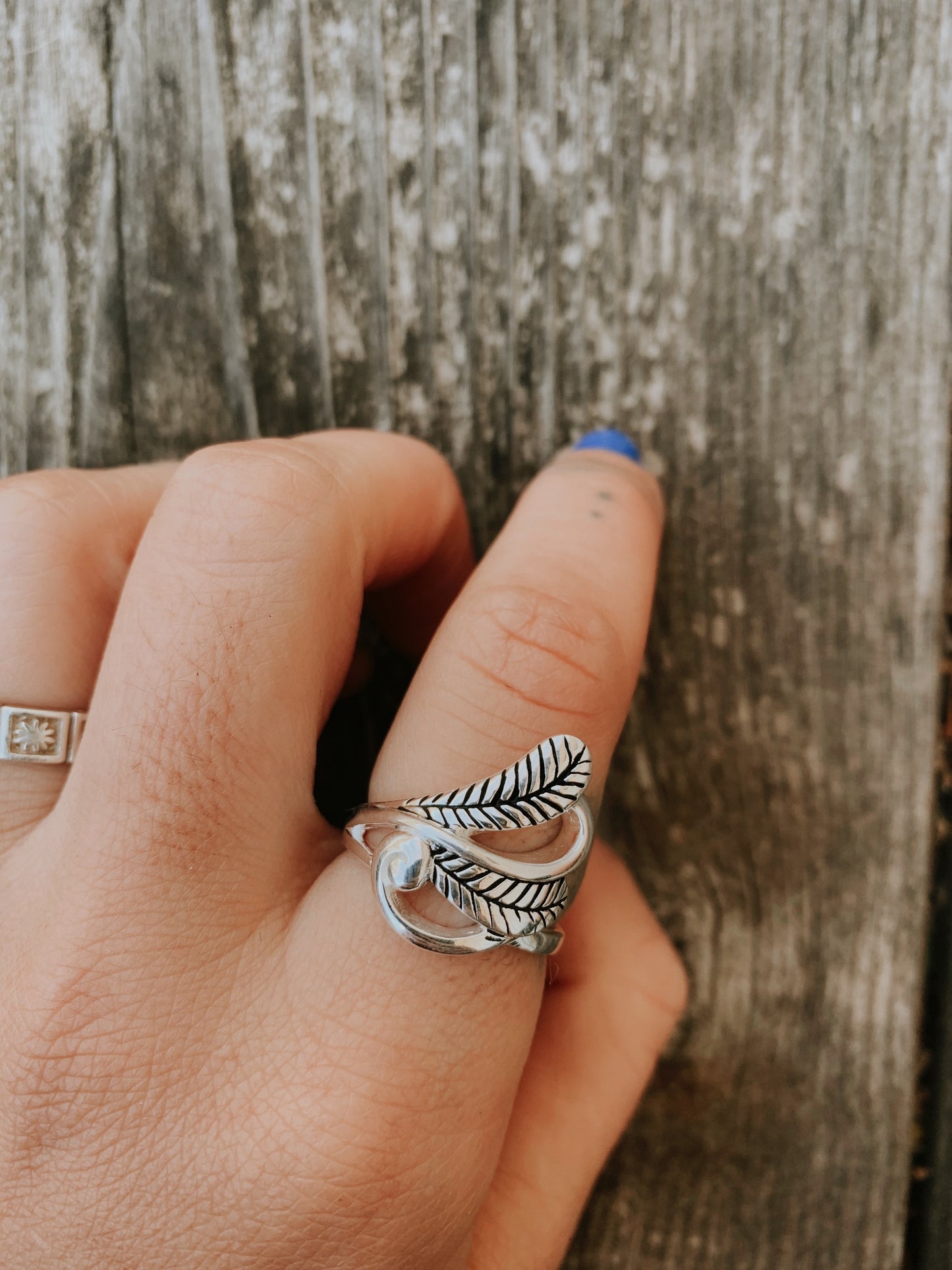 Sterling Silver Feather and Swirl Ring