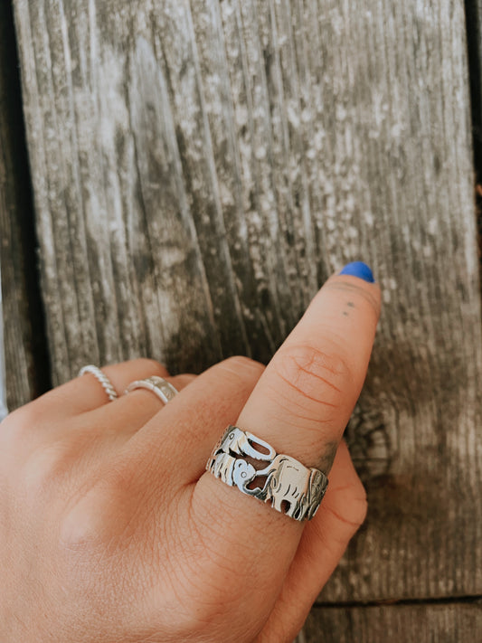 Sterling Silver Elephant Band Ring