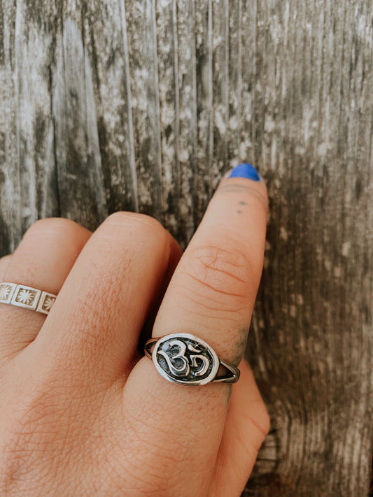 Sterling Silver Om Stamped Ring