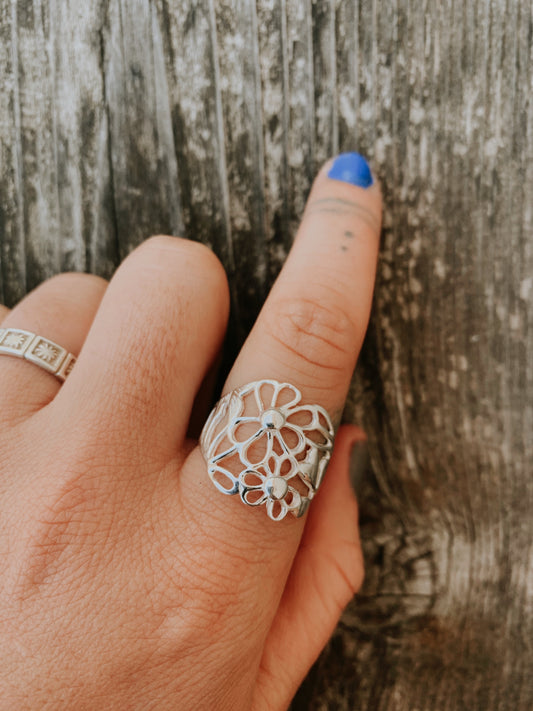 Sterling Silver Flower Garden Ring