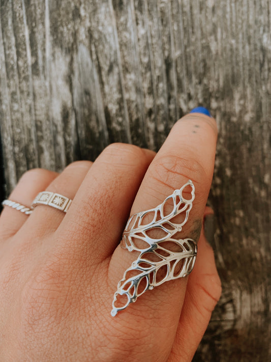 Sterling Silver Double Leaf Ring