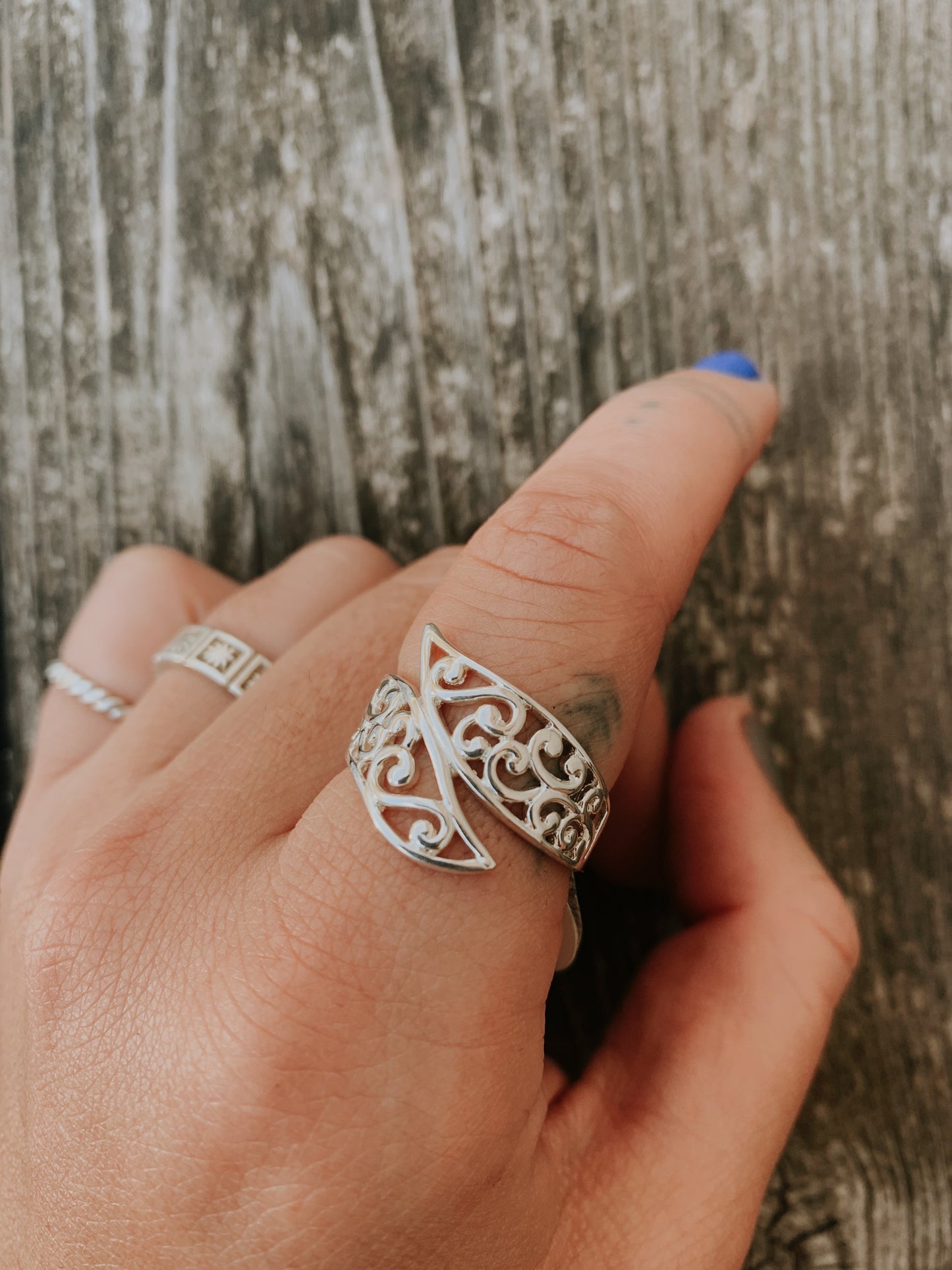 Sterling Silver Swirly Leaf Ring