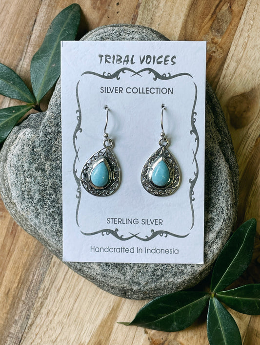 Larimar Teardrop Dangle Earrings