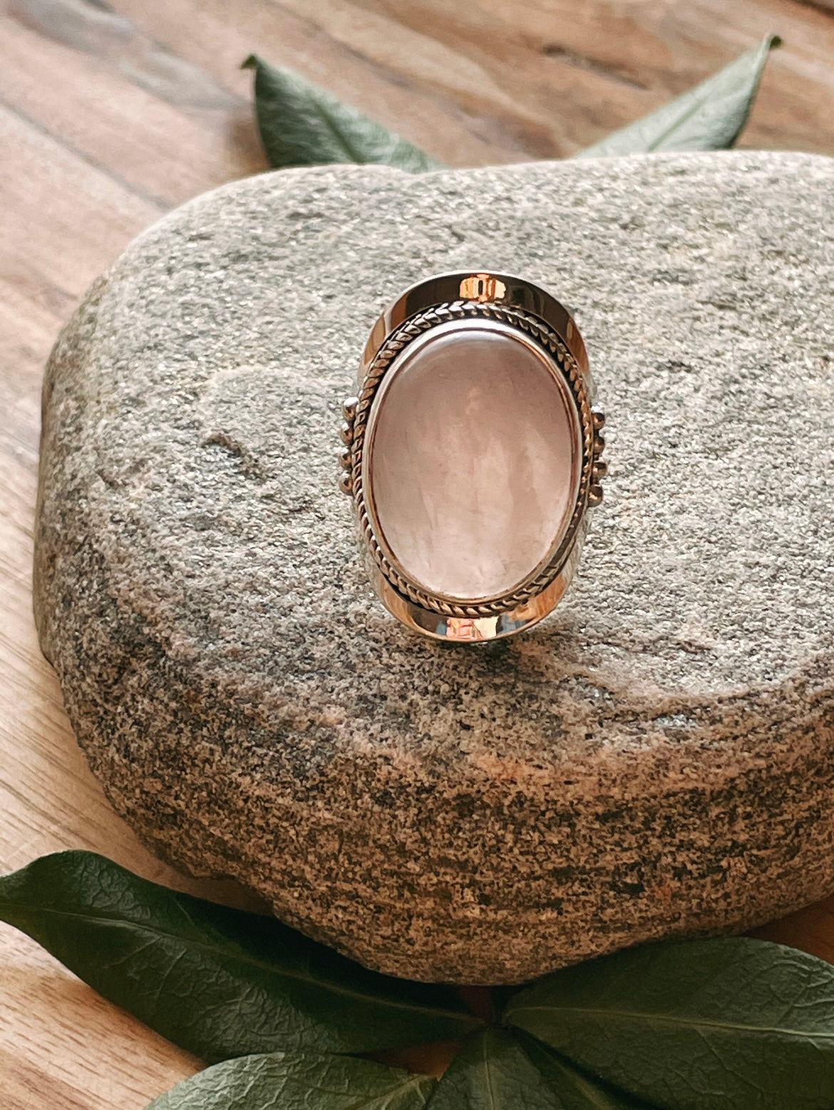 Statement Rose Quartz Ring (size 6)