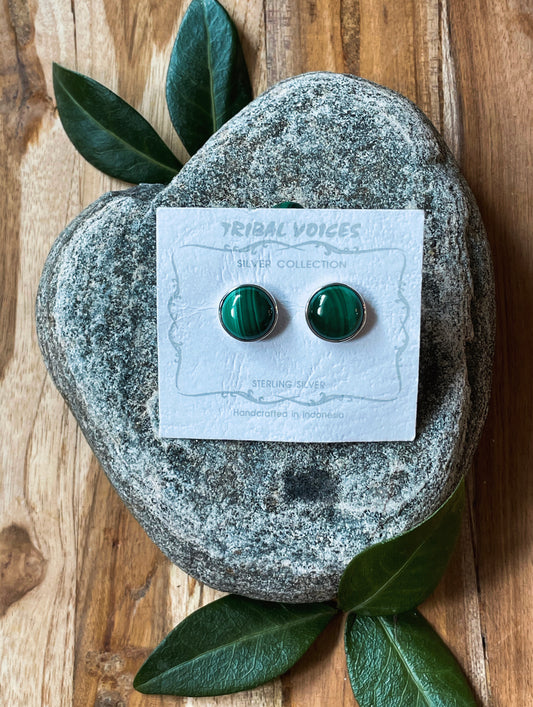 Circular Malachite Studs