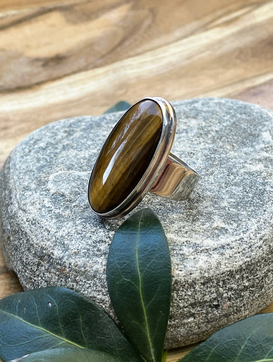 Oval Statement Tiger's Eye Ring (size 9)