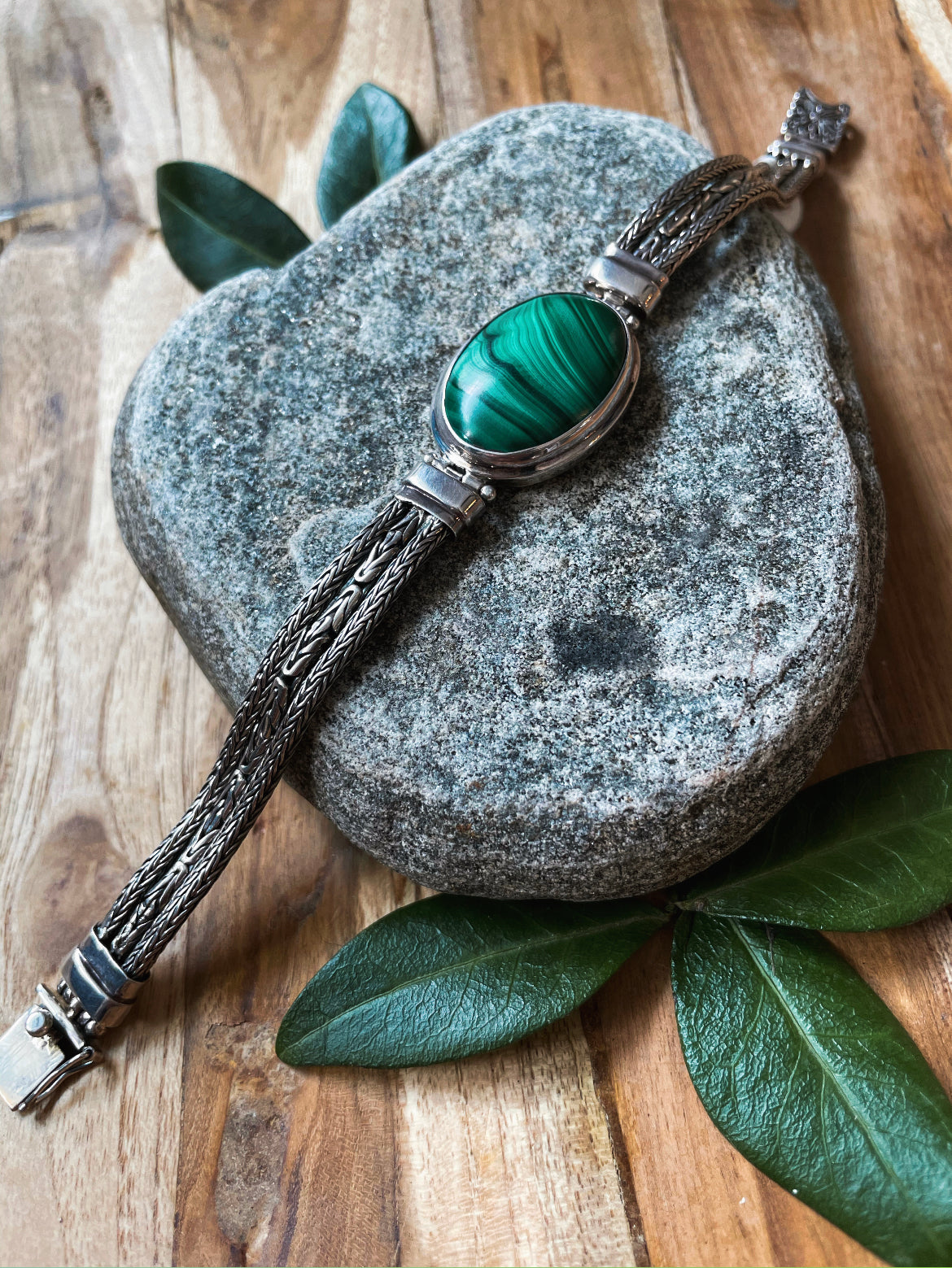 Single Stone Malachite Bracelet