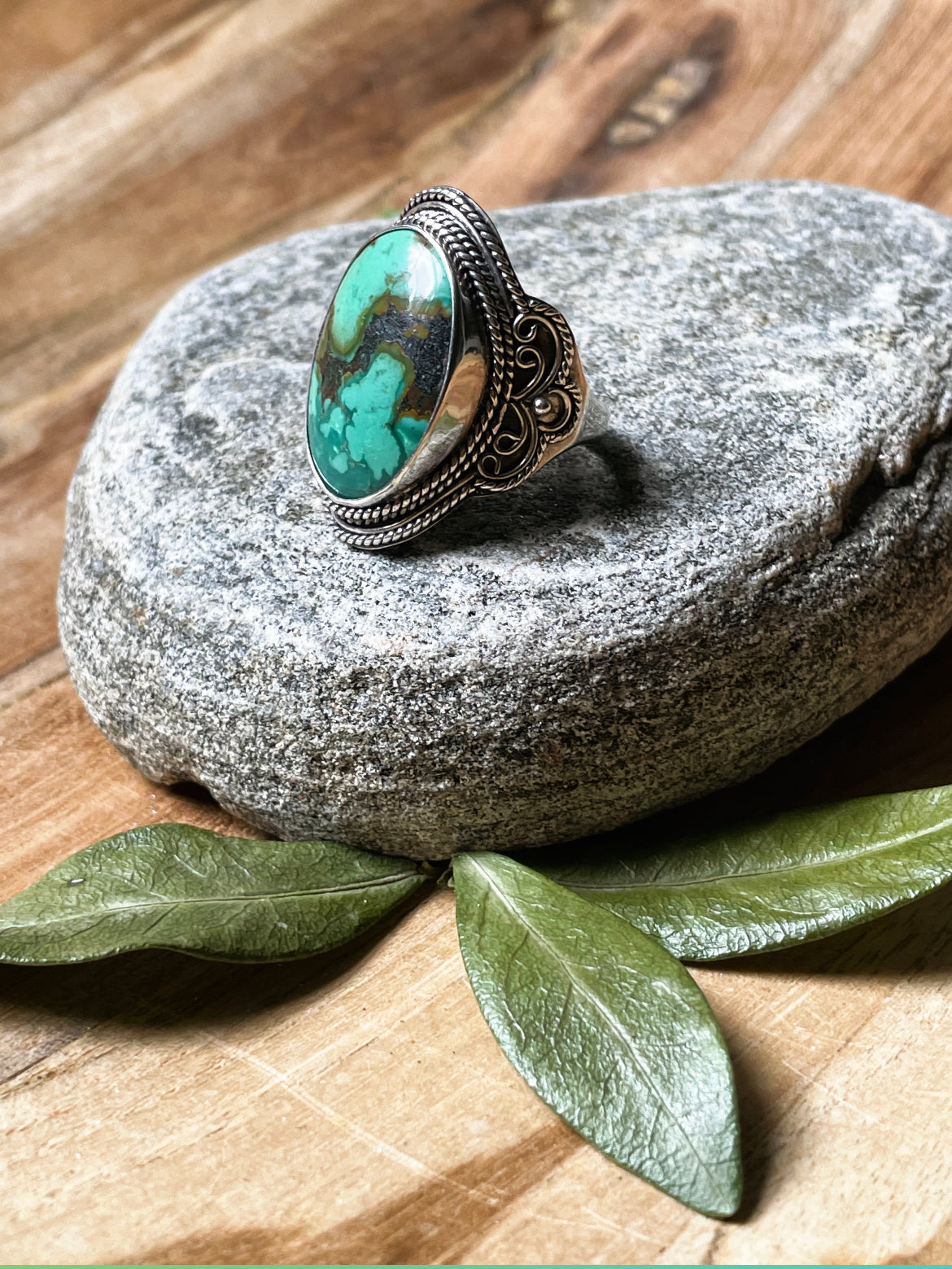 African Turquoise Earth Ring (Size 10)