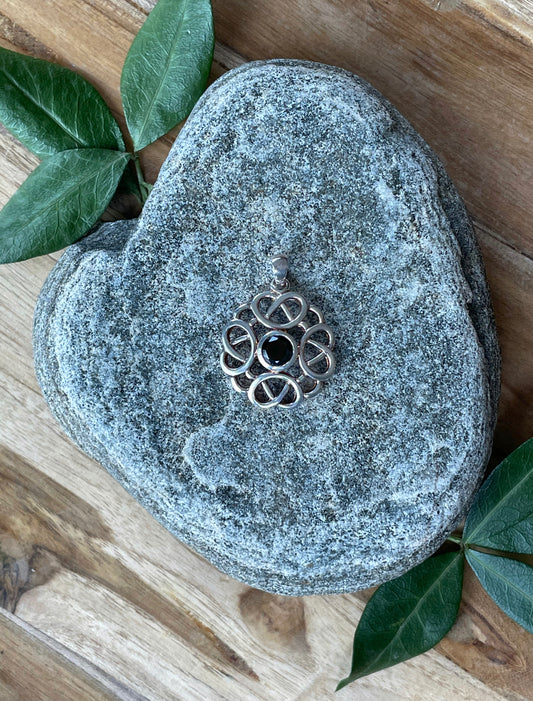 Deep Garnet Pendant - Celtic Circle