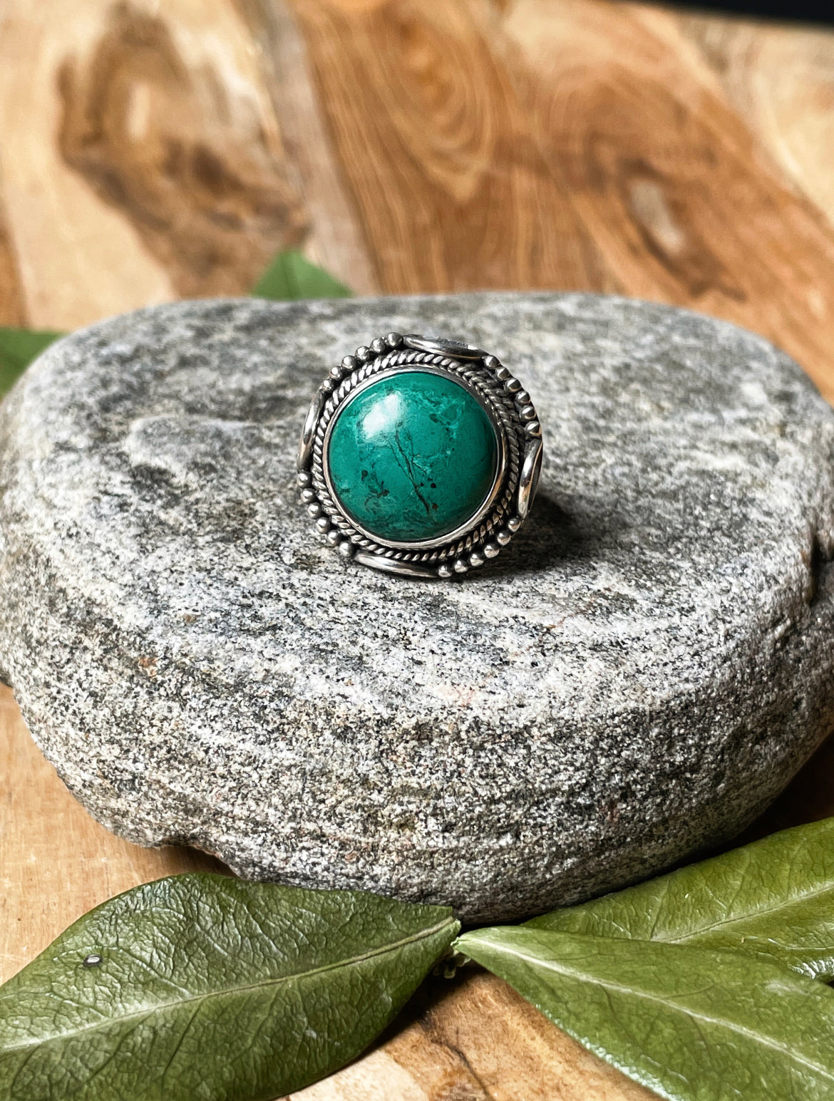 Heart's Circle Chrysocolla Ring