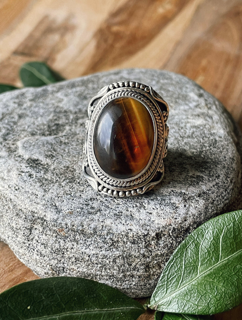 Buy Natural Tiger Eye Stone Ring , Silver Large Ring , Ottoman Style Ring ,  Turkish Handmade Silver Ring , 925k Sterling Silver Ring Online in India -  Etsy