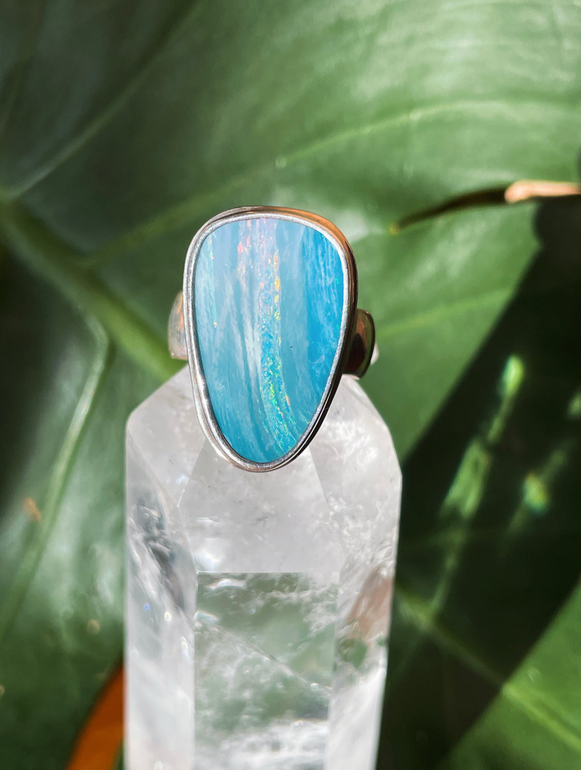 Fluorescent Tides Australian Opal Ring (Size 7.5)