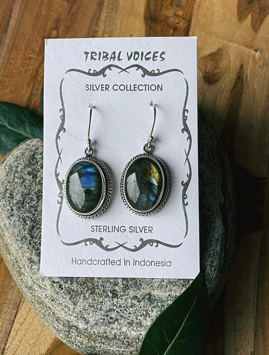 Oval Labradorite Dangles