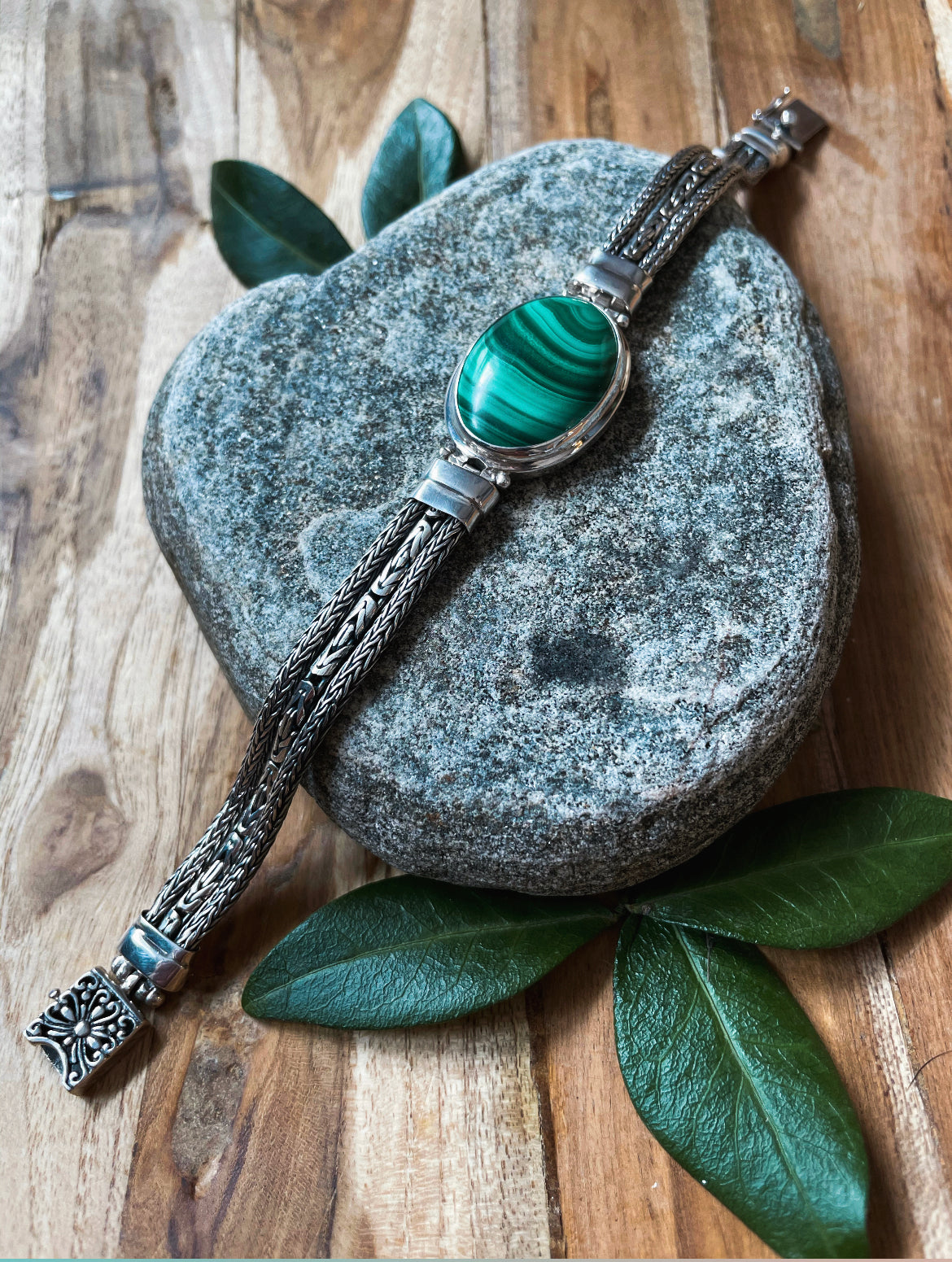 Single Stone Malachite Bracelet