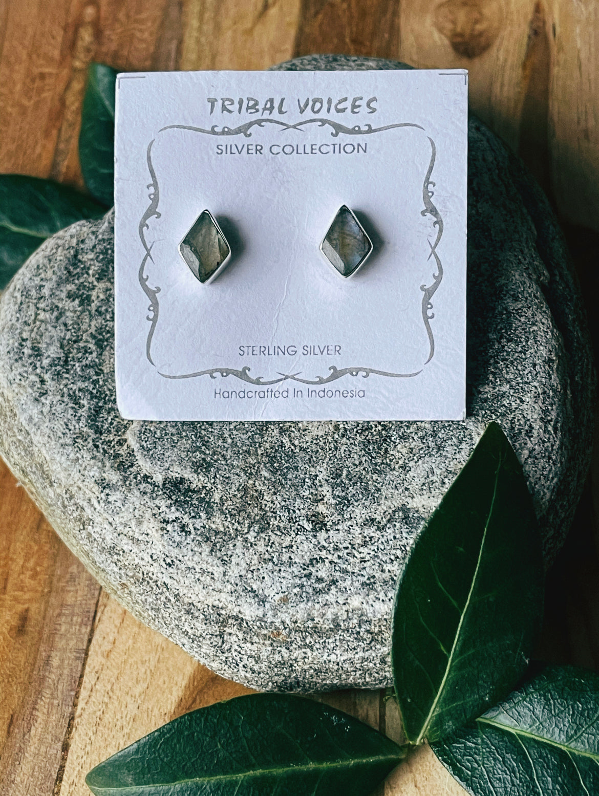 Diamond Labradorite Studs