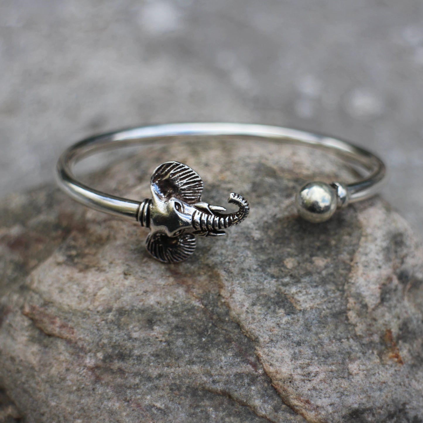 Silver Elephant Head Bracelet