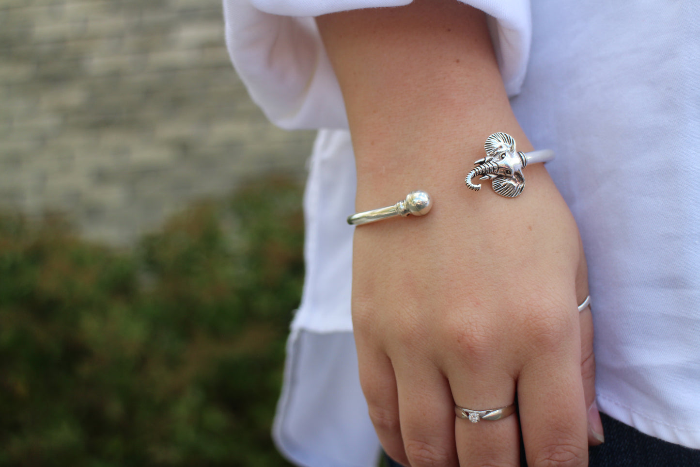 Silver Elephant Head Bracelet