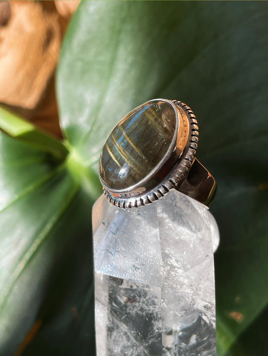 Midnight Flash Labradorite Ring (size 6)