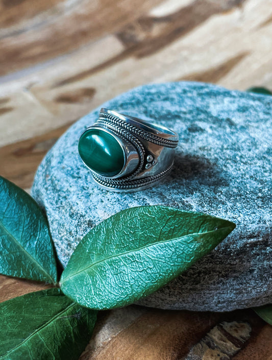 Heart Chakra Malachite Ring