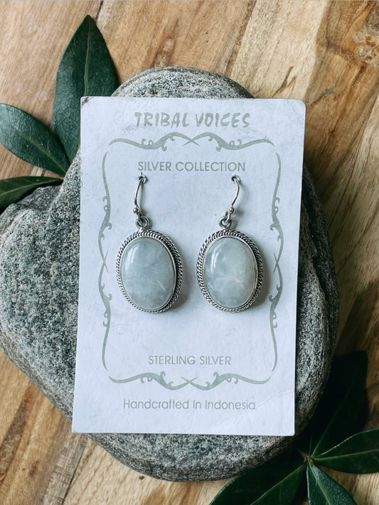 Moonstone Earrings - Oval Dangles