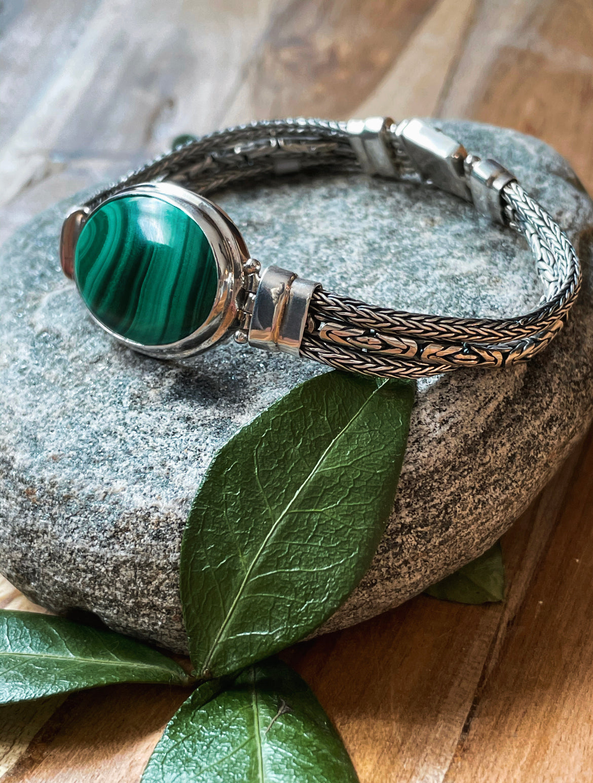 Single Stone Malachite Bracelet