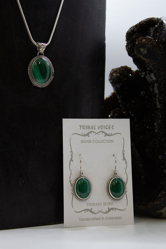 Malachite Detailed Jewelry Set