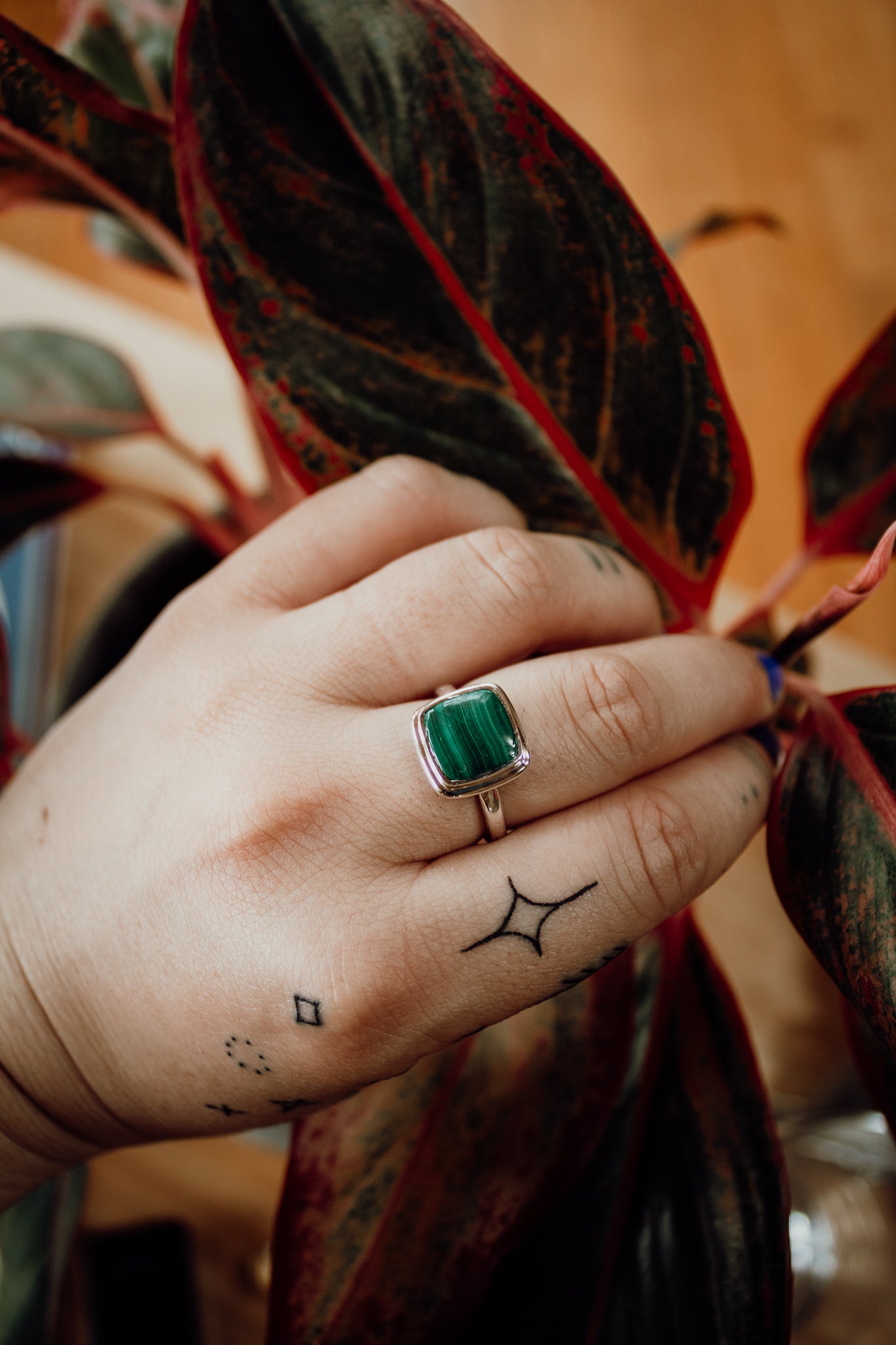 Malachite Square Ring (Size 8)