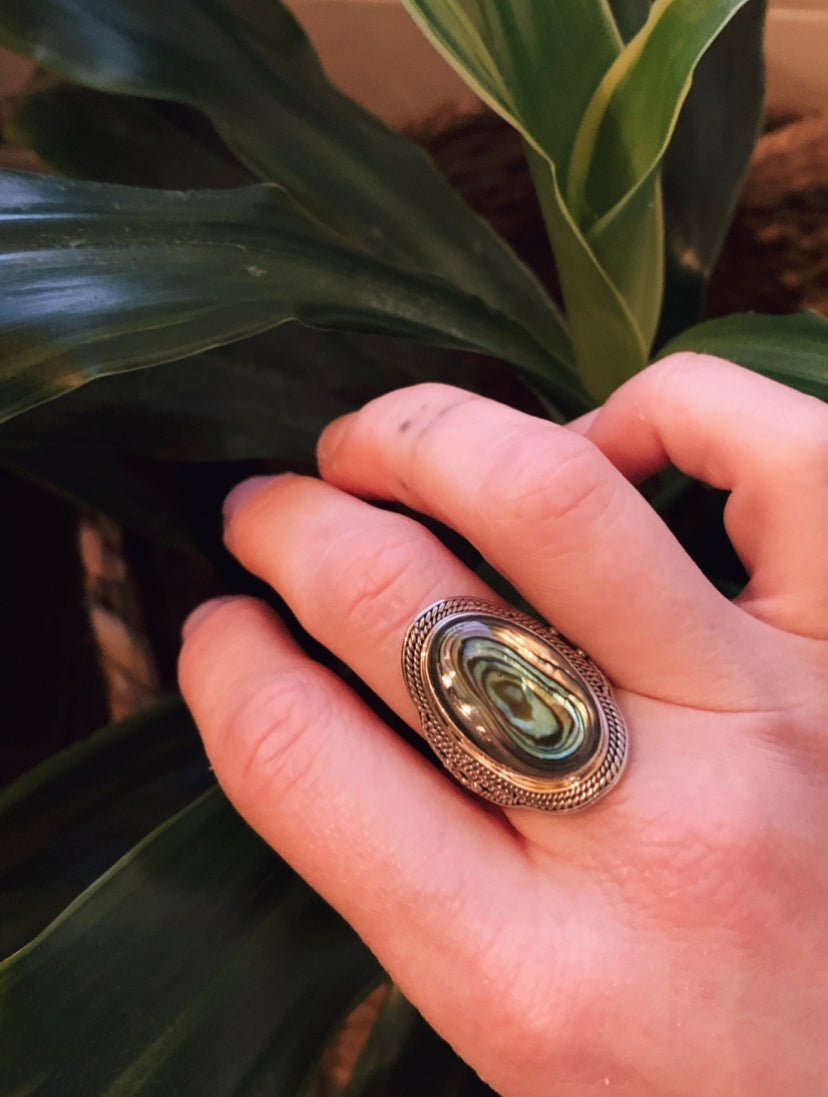 Spiral of Peace Abalone Ring