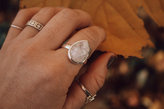 Teardrop Moonstone Ring (Size 10)