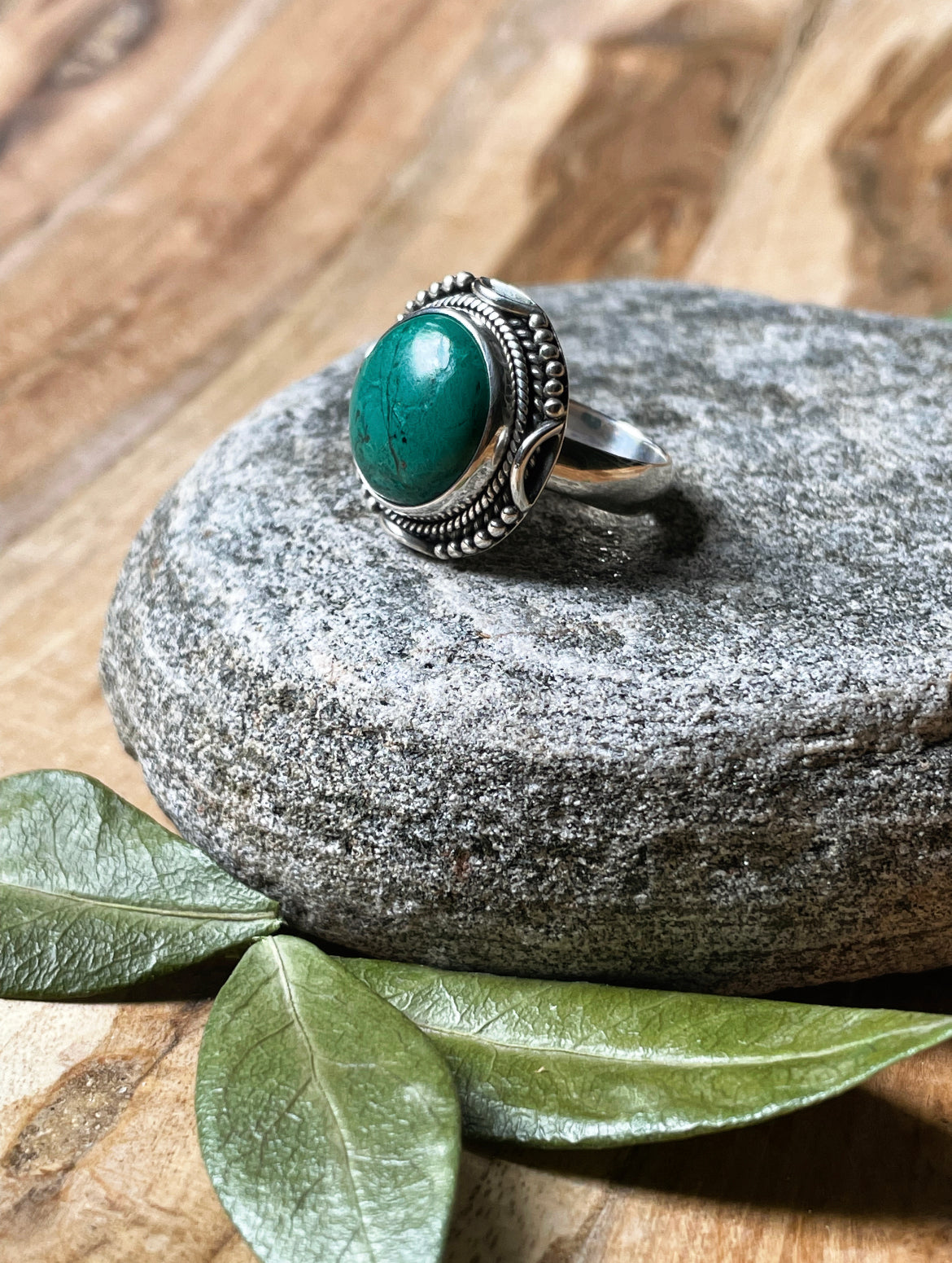 Heart's Circle Chrysocolla Ring