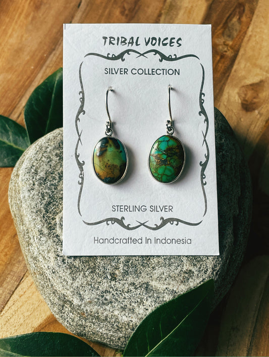 Oval African Turquoise Earrings