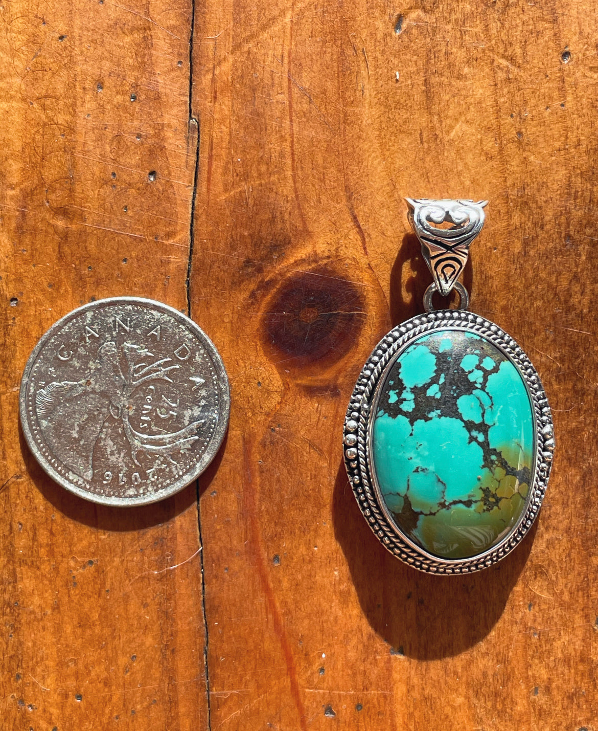 Custom Silver Backing African Turquoise Pendant